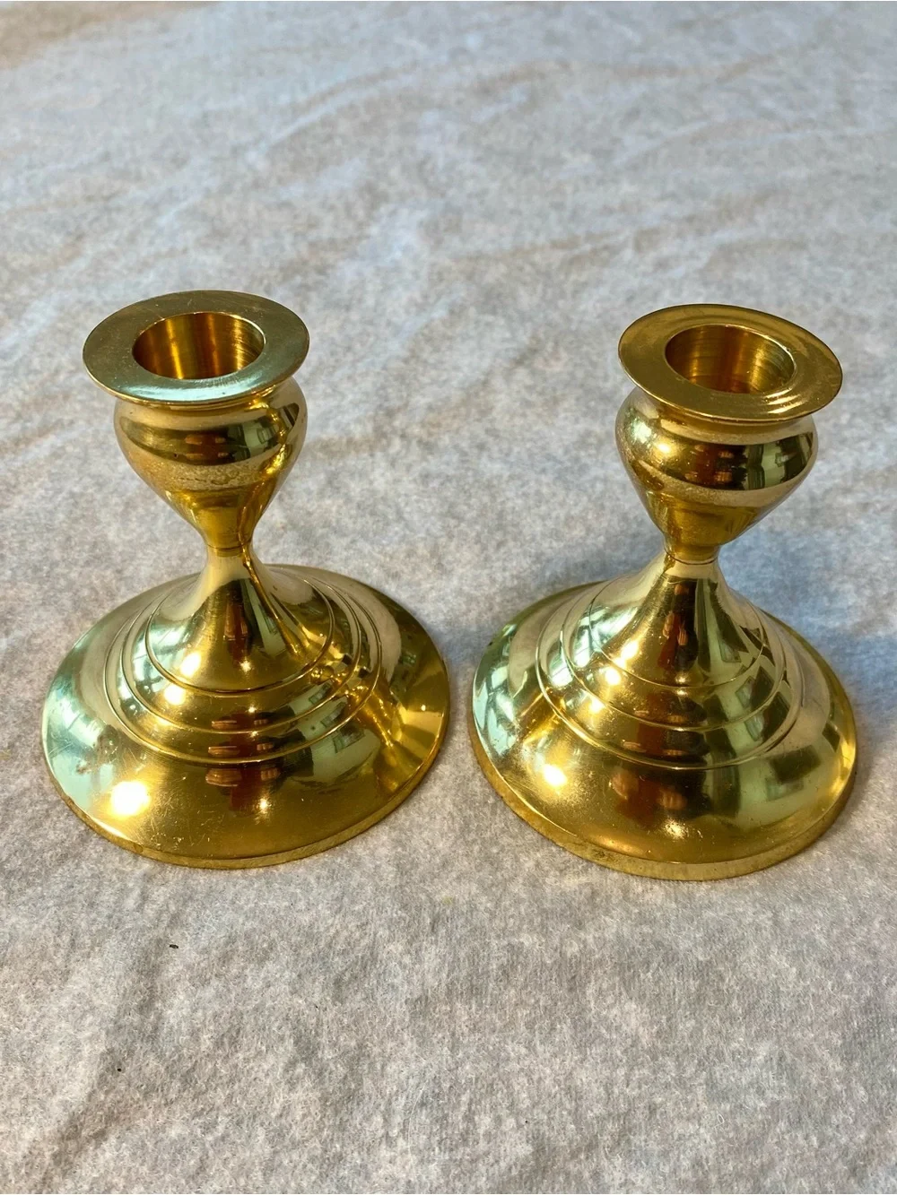 Brass Pair of Gold Candle Holders - Classic Home Accent